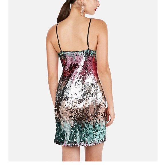 NWT Gradient Sequin Cami Dress in Multicolor, Express, XS - Picture 4 of 4